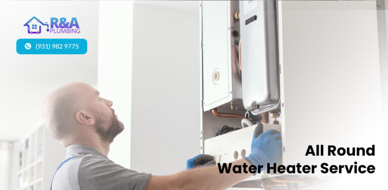 R&A Plumber fixing residential water heating equipment